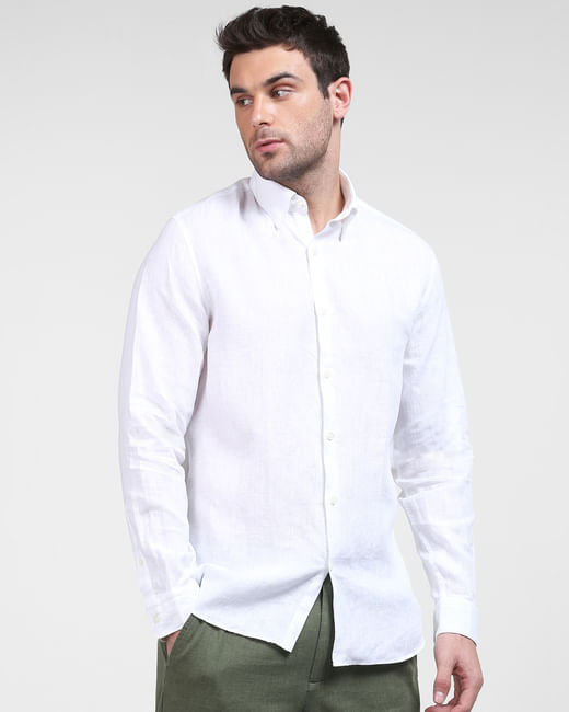 Buy White Linen Full Sleeves Shirt for Men at SELECTED HOMME |190243505