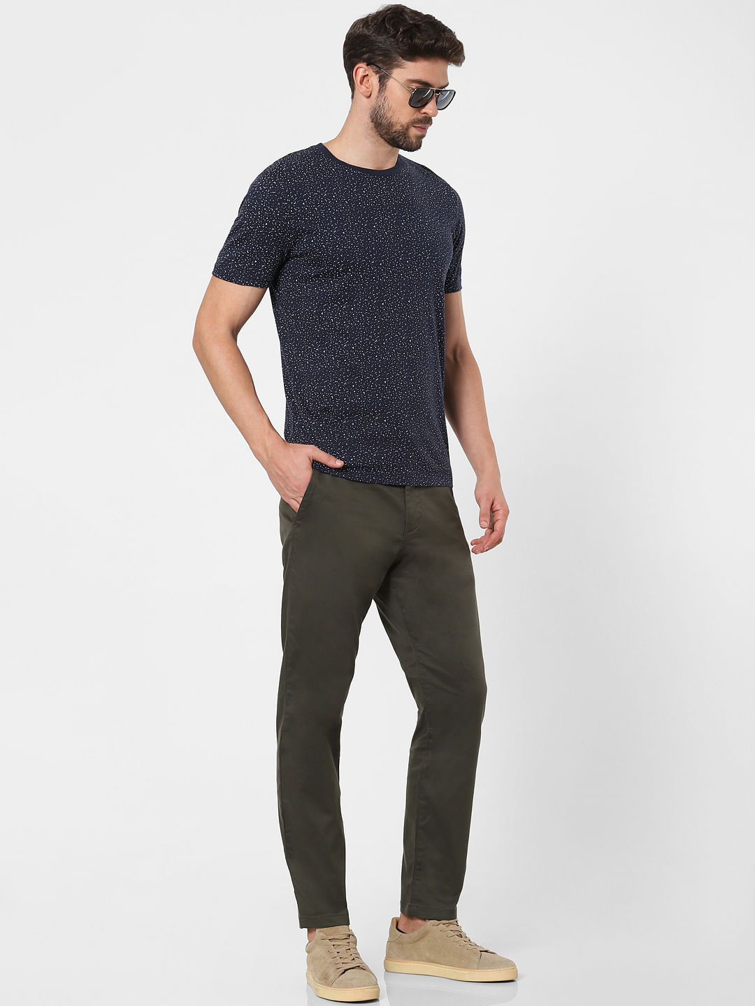 Buy HIGHLANDER Men Teal Green Slim Fit Solid Chinos - Trousers for Men  6691195 | Myntra