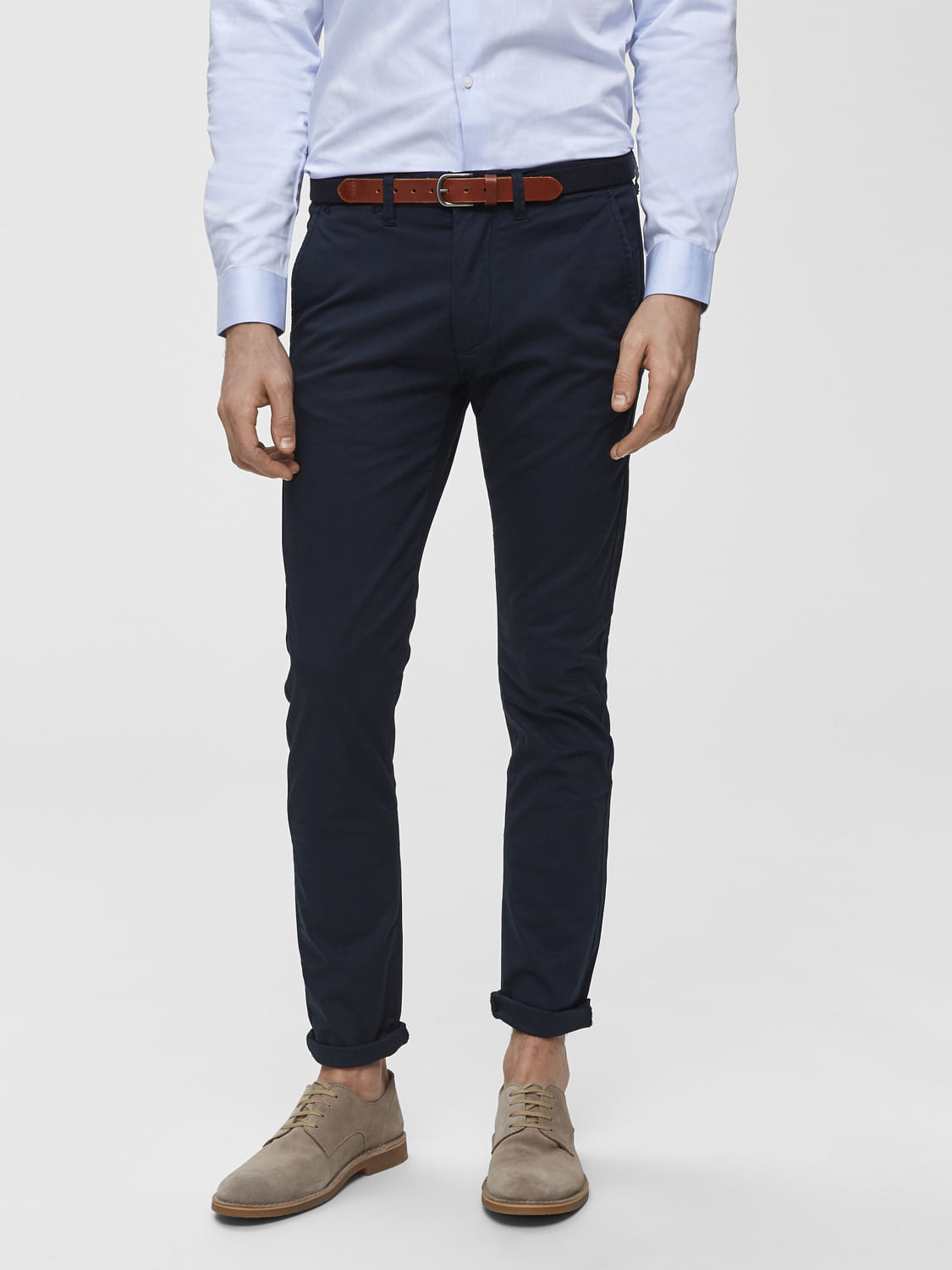 Buy Navy Blue Skinny Fit Stretch Chino Trousers from Next India