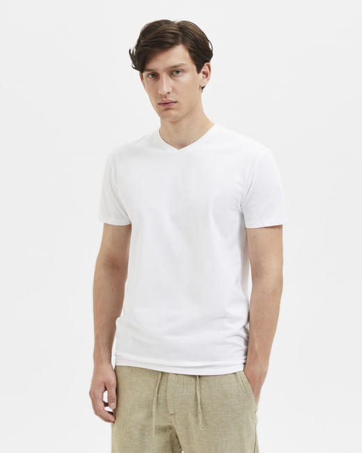 White Organic Cotton V-Neck T-shirt