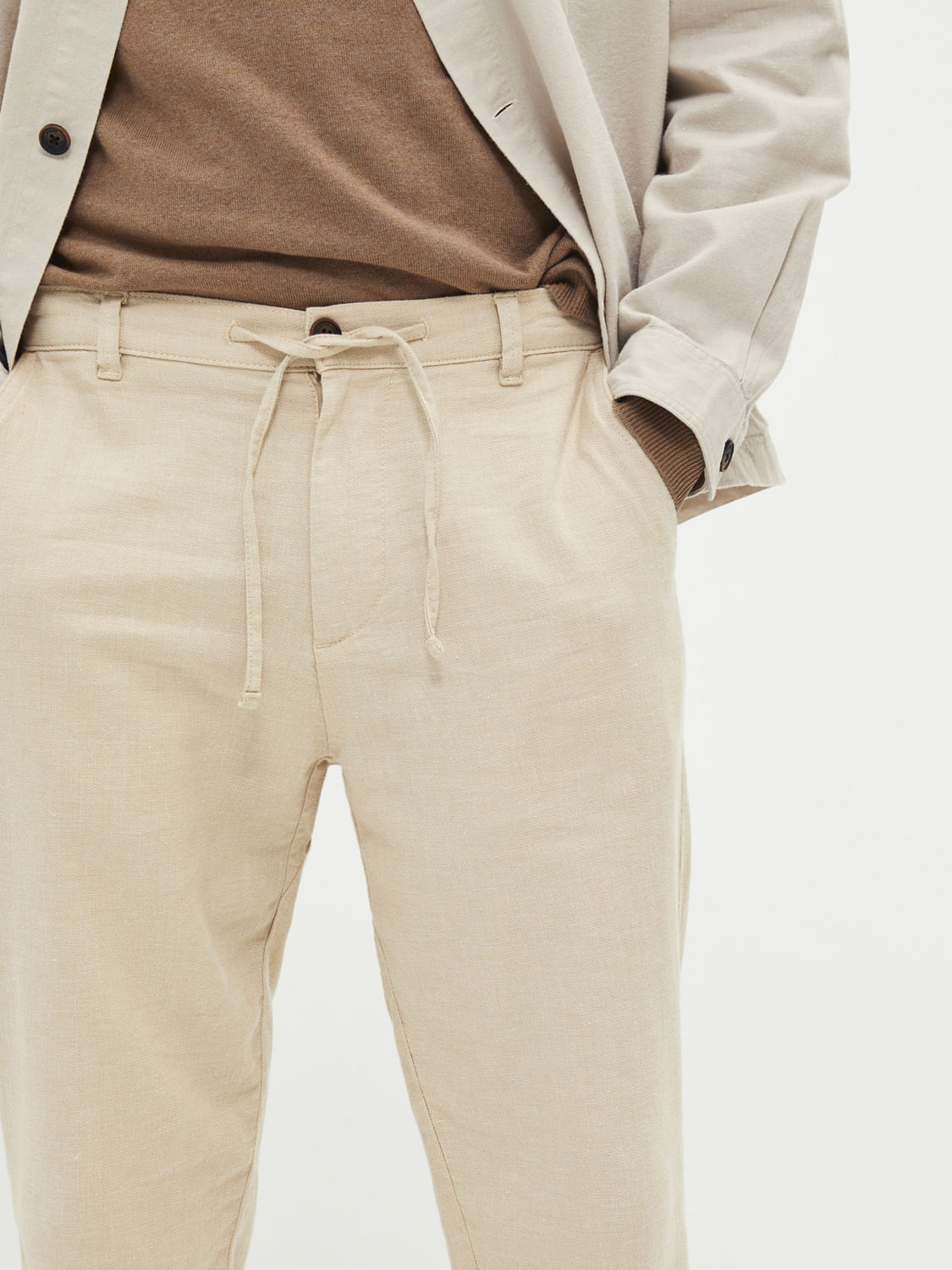 Lagoon Blue Relaxed Fit Laundered Linen Trousers
