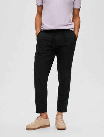 Black Skinny Cotton Slim Fit Chinos Pants For Men - Black, Fashion Regular  Fit Pants For Men
