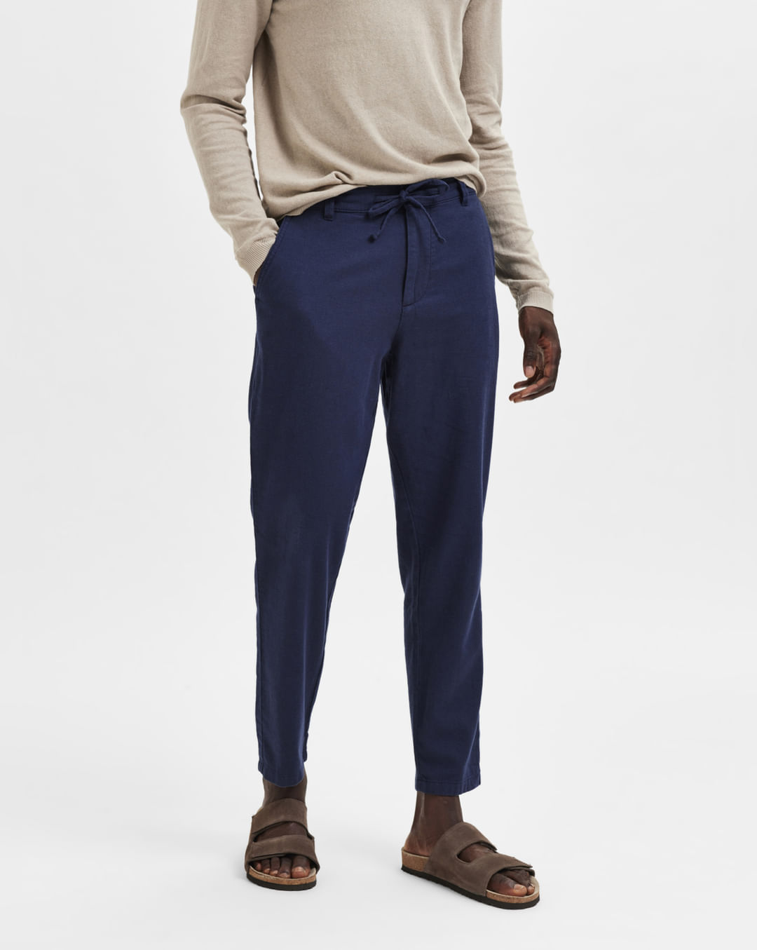 Buy Dark Blue Mid Rise Linen Pants for Men Online at Selected Homme