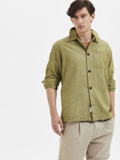 Green Linen Overshirt