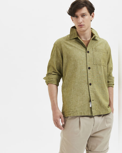 Green Linen Overshirt