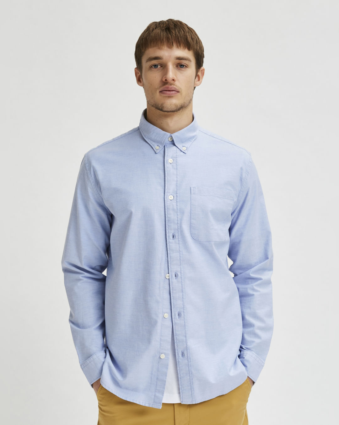 Buy Light Blue Organic Cotton Shirt for Men Online at SELECTED HOMME ...