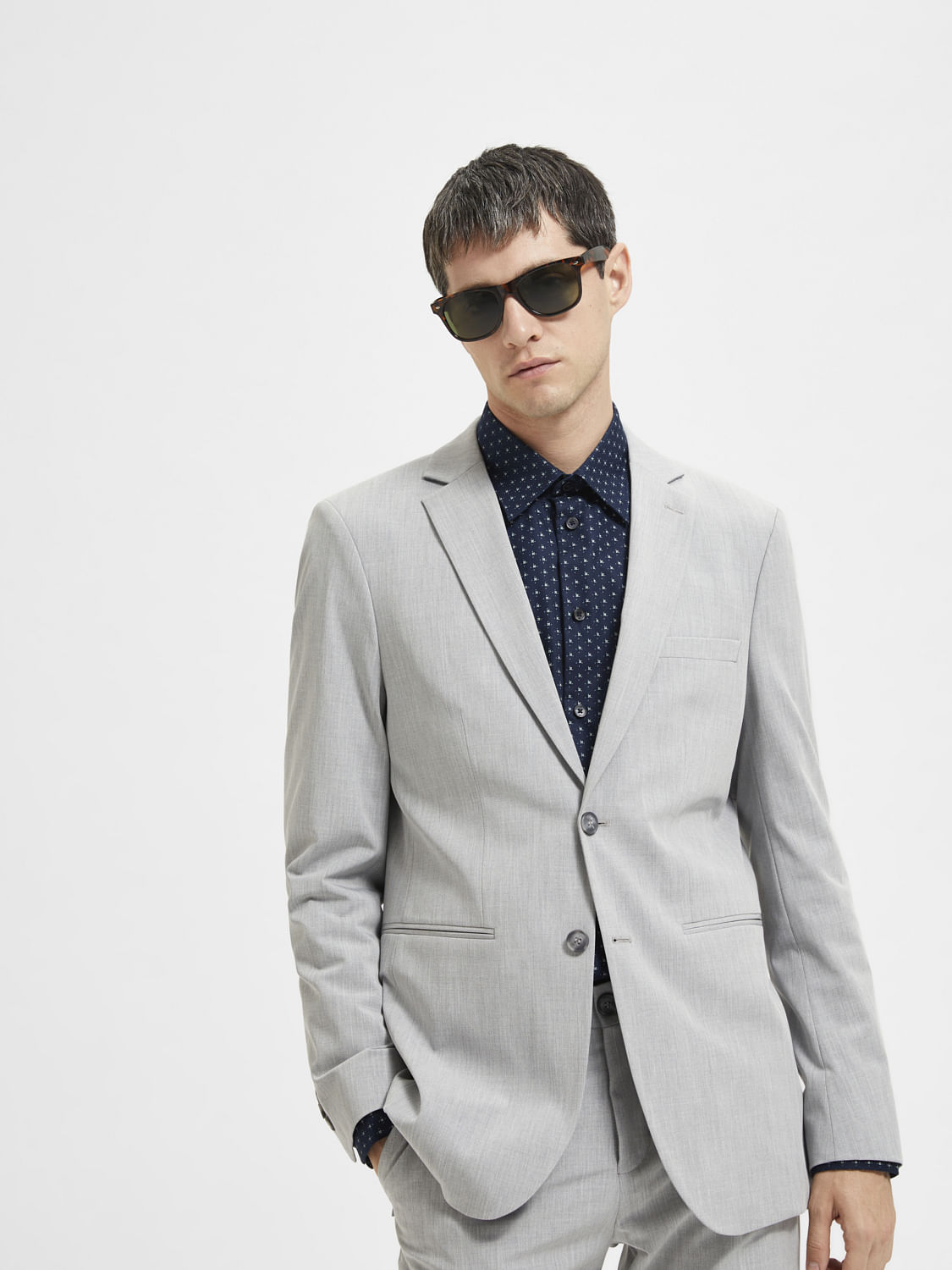 Shirt under hotsell grey blazer