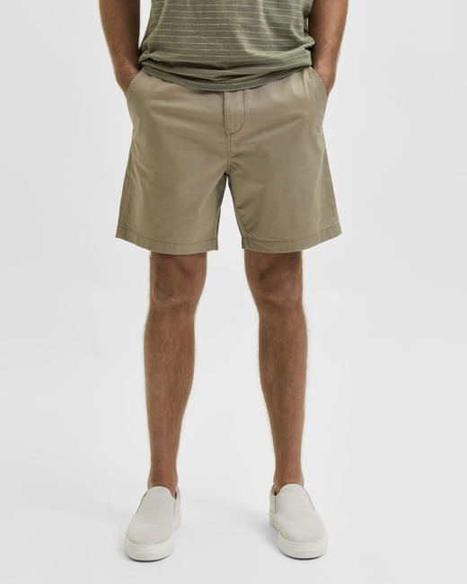 SELECTED Beige Comfort Fit Chino Shorts