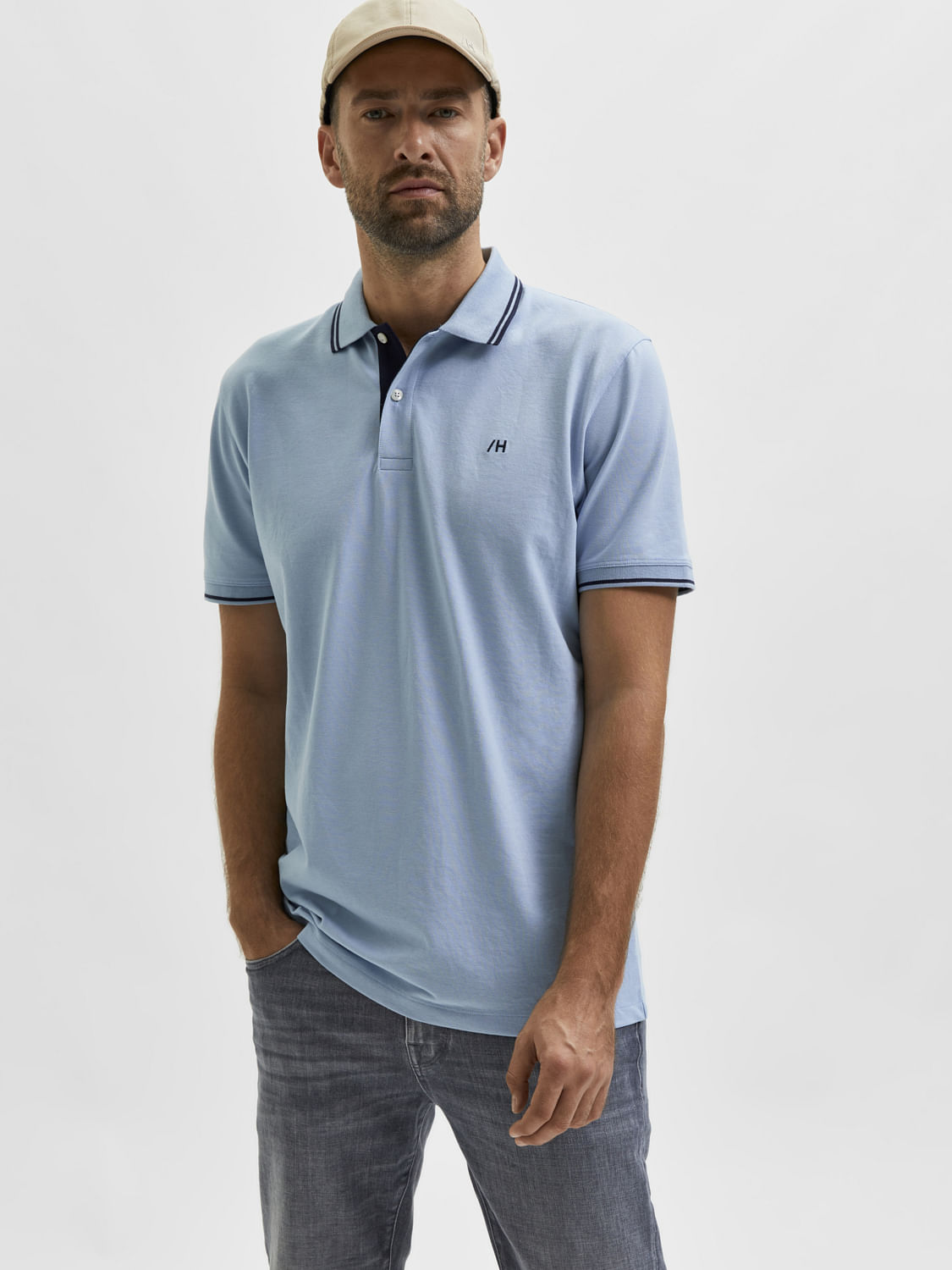 Pale blue cheap polo shirt