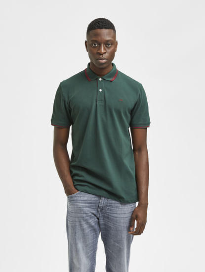 Green Organic Cotton Polo Neck T-shirt