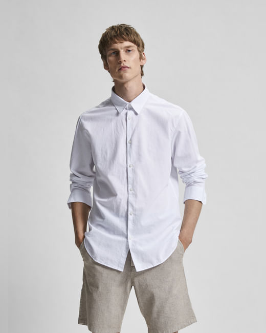 White Organic Cotton & Linen Blend Shirt