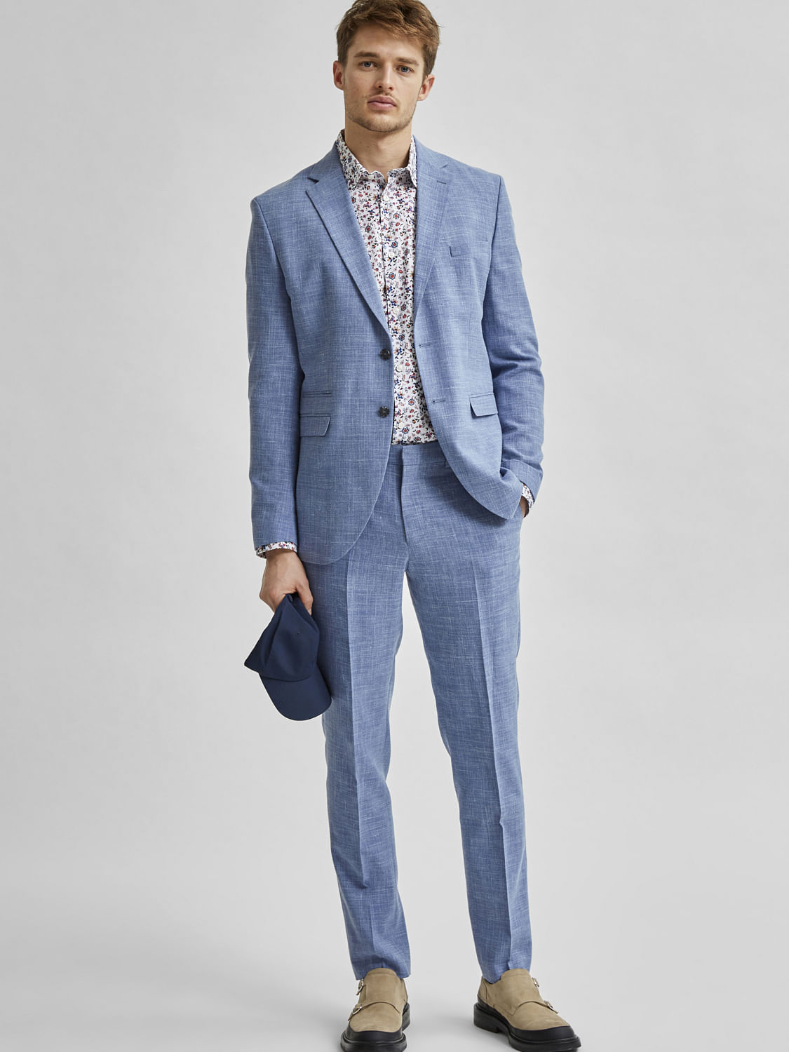 French Connection Linen Suit Trousers In Slim Fit in Blue for Men | Lyst