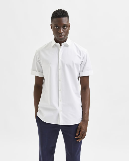 White Organic Cotton Half Sleeves Shirt