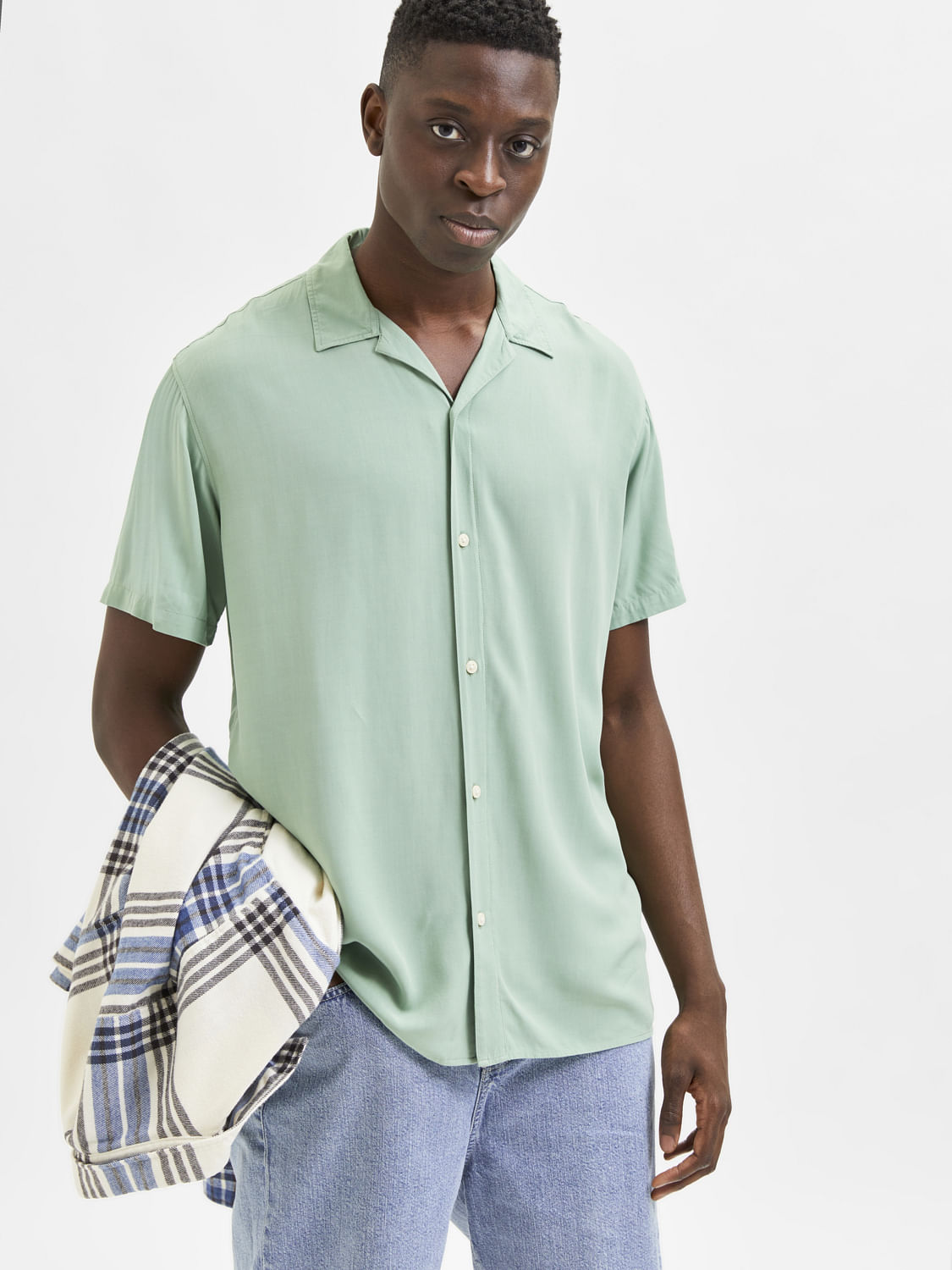 Buy Light Green Half Sleeves Shirt for Men at SELECTED HOMME
