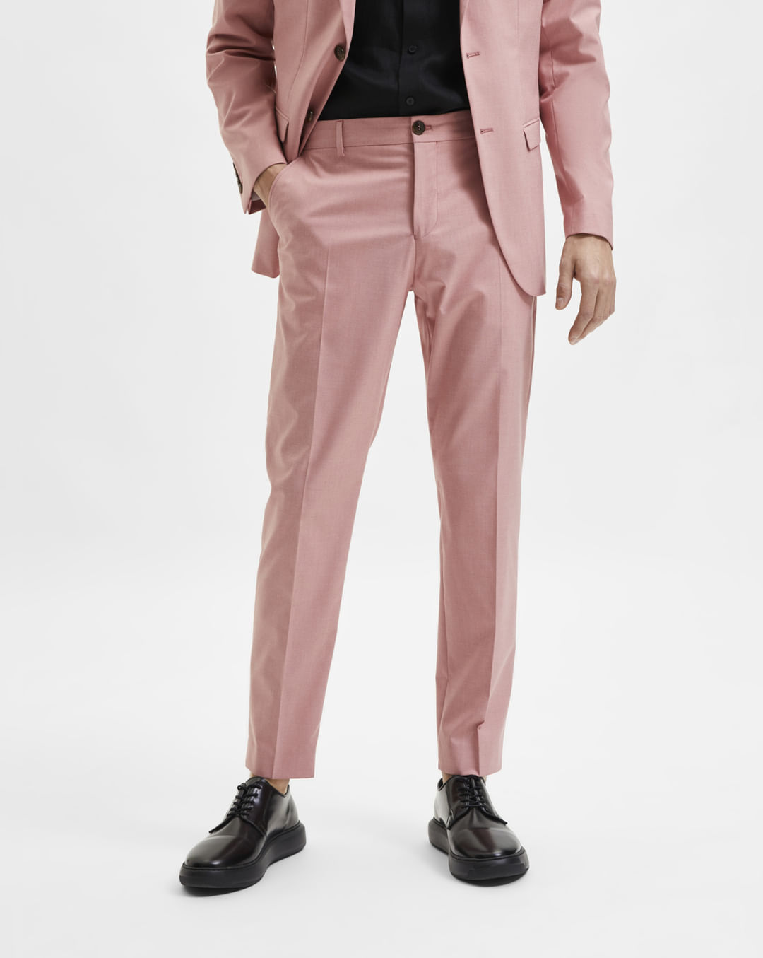 Light Pink Slim Fit Suit Trousers |216498401