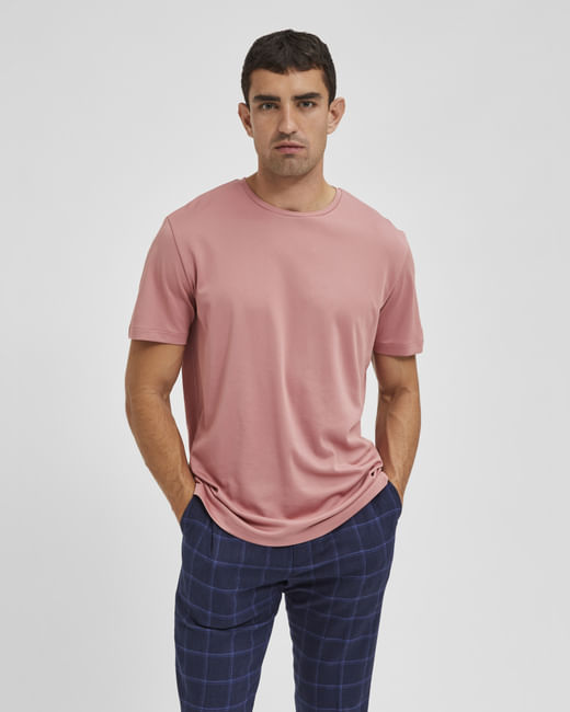 Pink Organic Cotton Crew Neck T-shirt