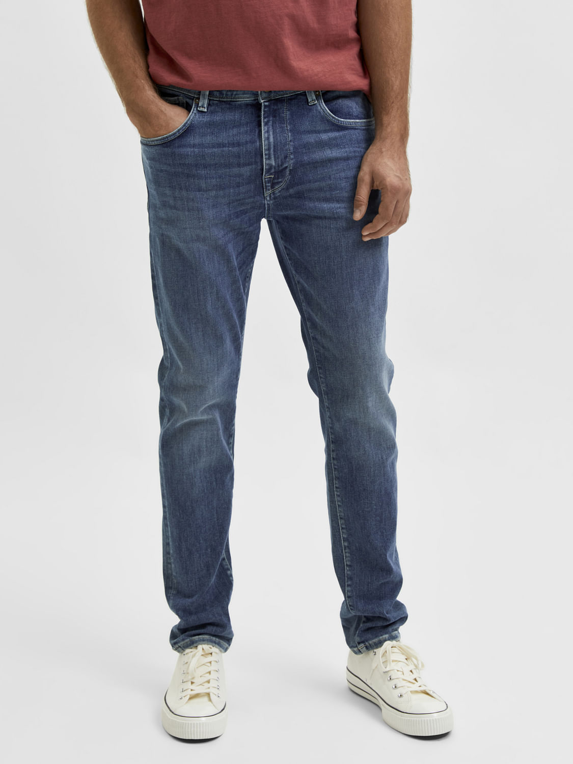 Blue Mid Rise Slim Jeans 290673101