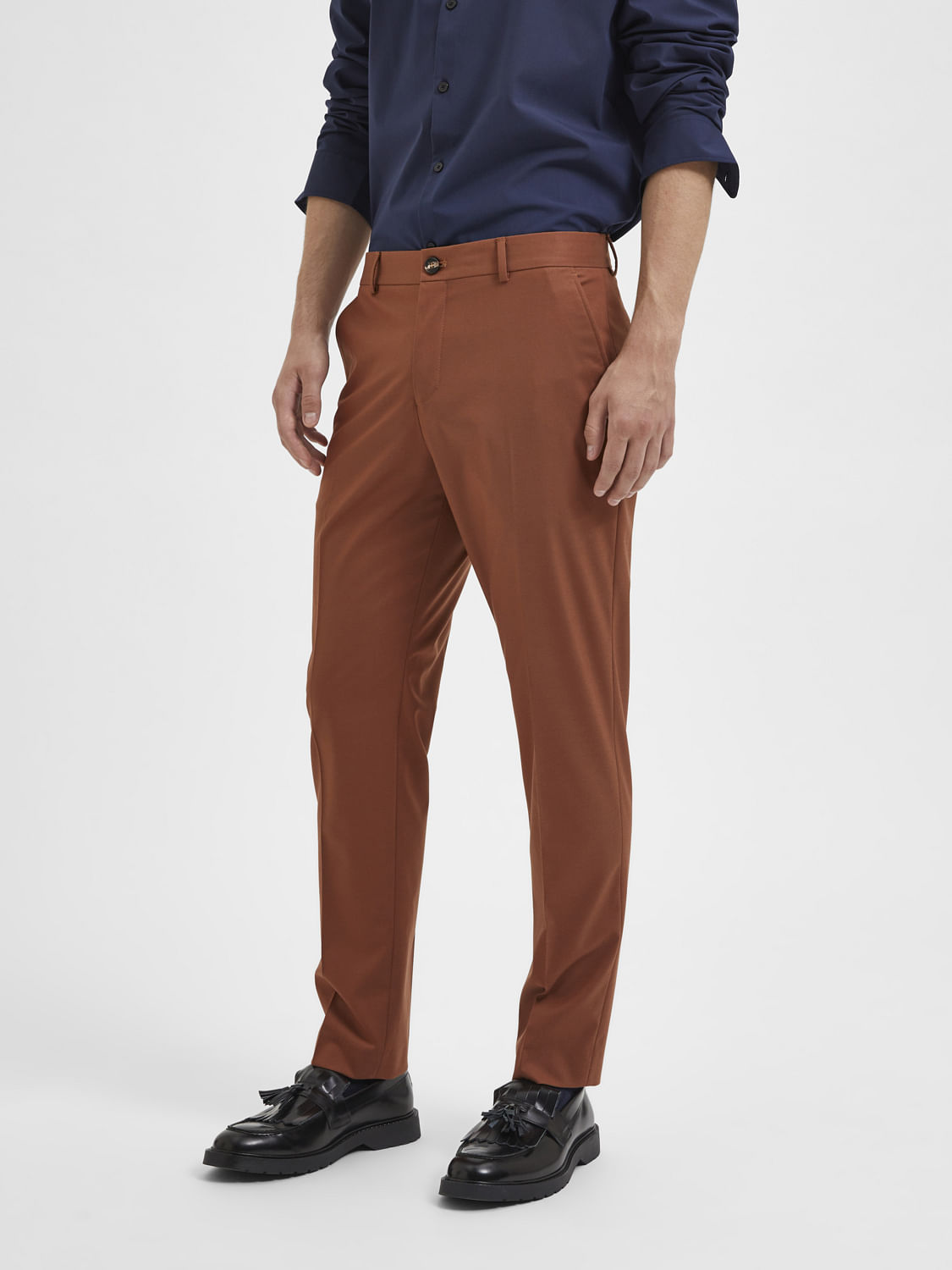Buy Textured Tapered Fit FlatFront Trousers Online at Best Prices in India   JioMart