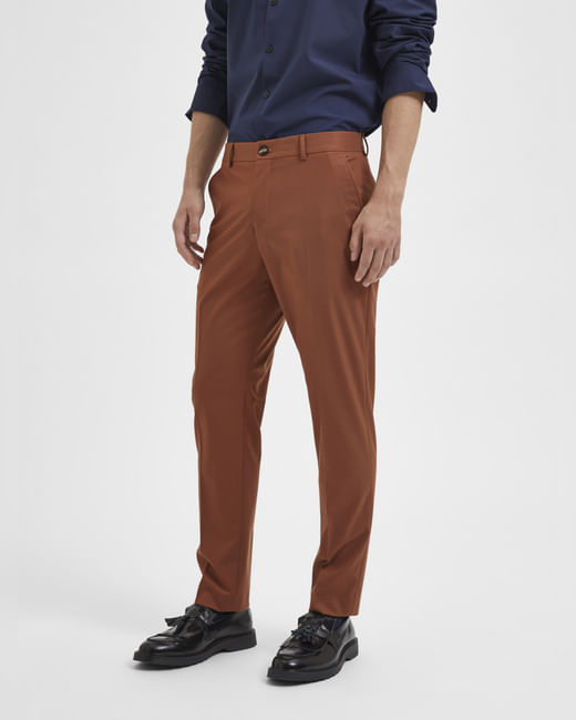 Brown Mid Rise Suit Trousers