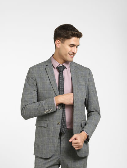 Grey Check Formal Suit Blazer