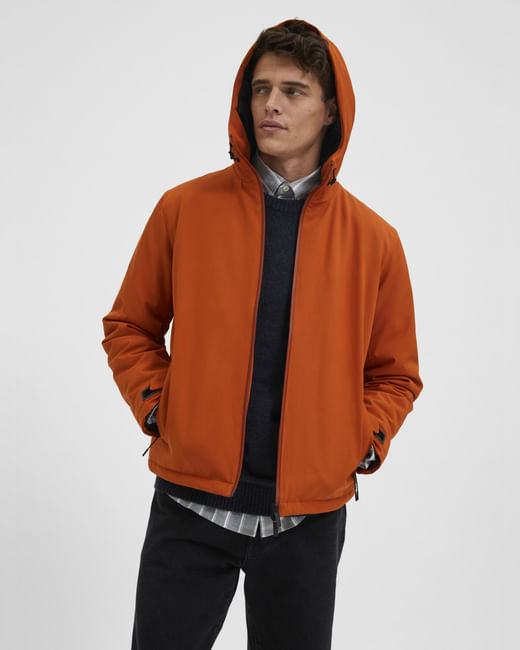 Orange Padded Hood Jacket