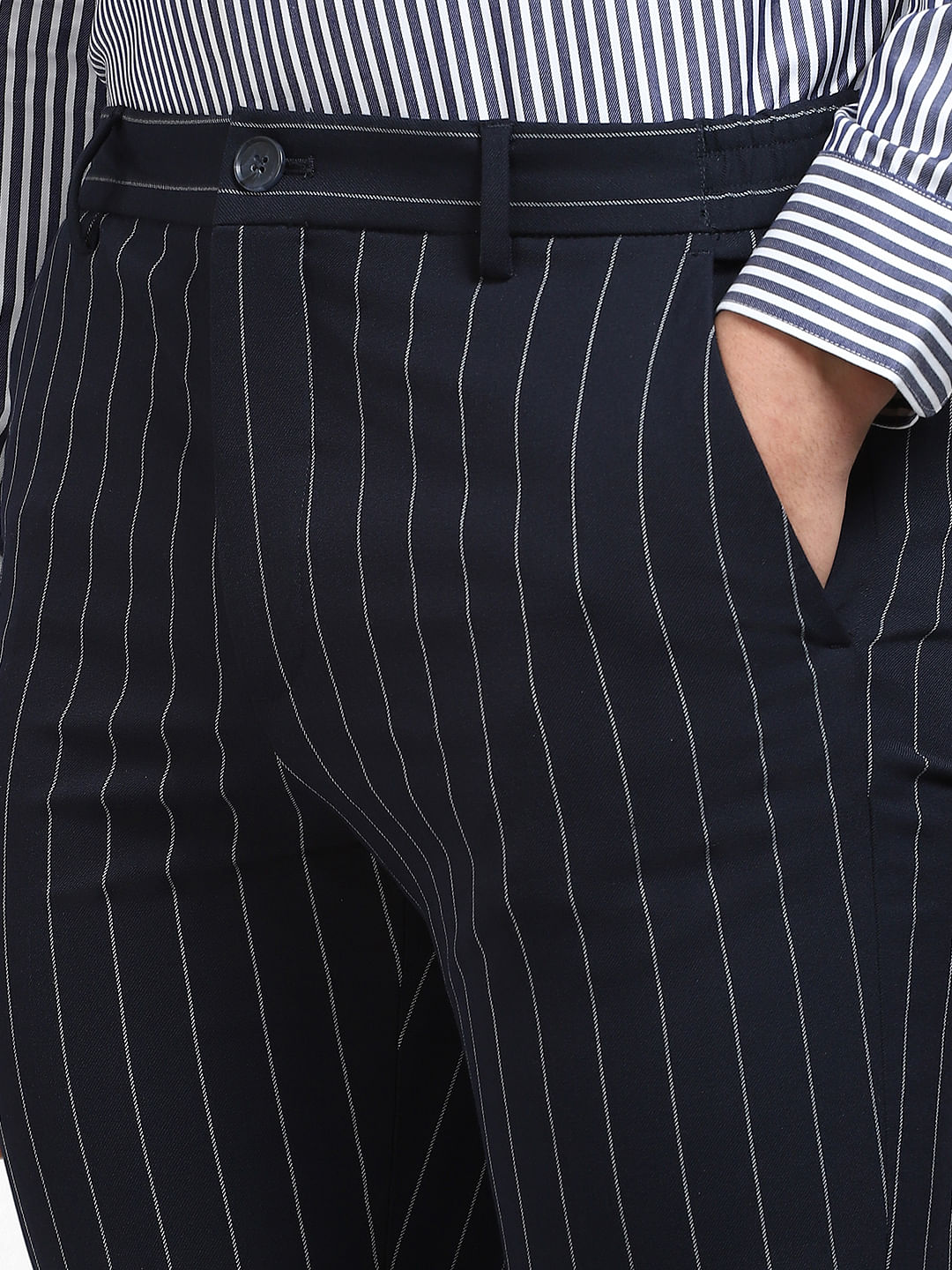 White Striped Trousers for Men - Fursac P3VOKY-BX05-34