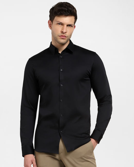 Black Slim Fit Full Sleeves Formal Shirt