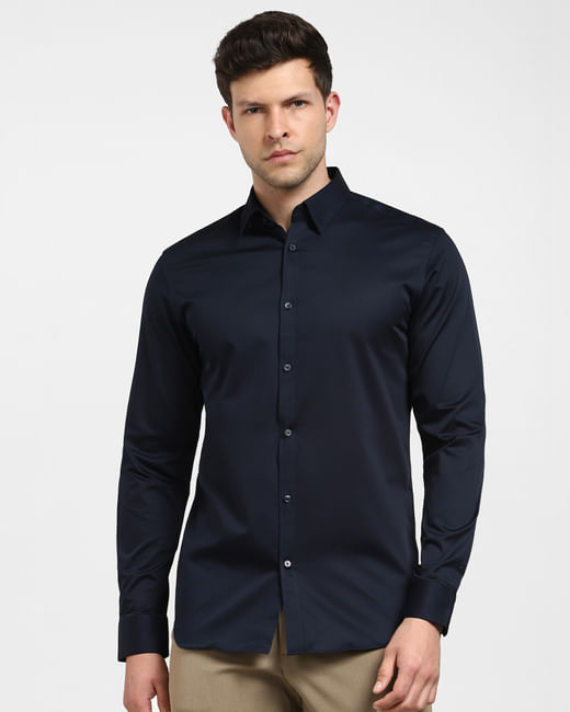 Navy Blue Slim Fit Full Sleeves Formal Shirt