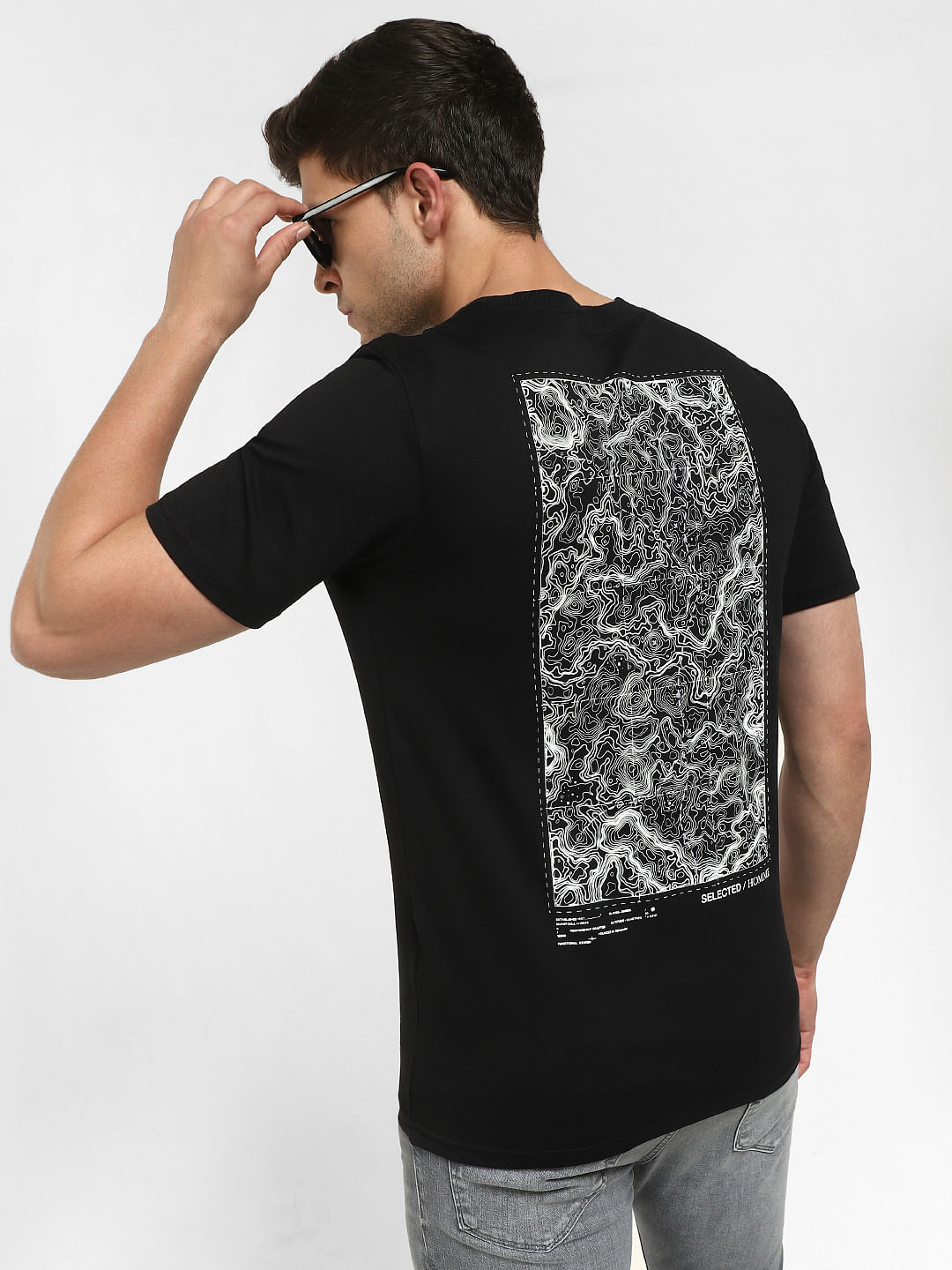 Buy Black Logo Print Organic Cotton T-shirt for Men Online at