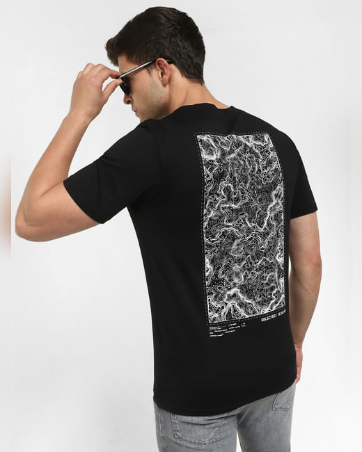 Black Printed Crew Neck T-shirt