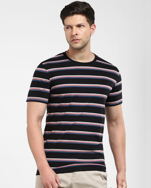 Black Striped Crew Neck T-shirt