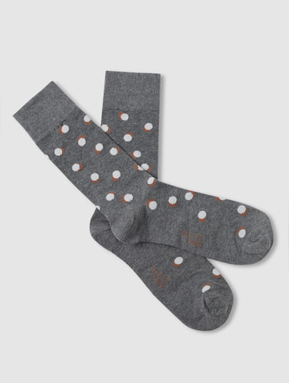 Grey Polka Dot Mid Length Socks
