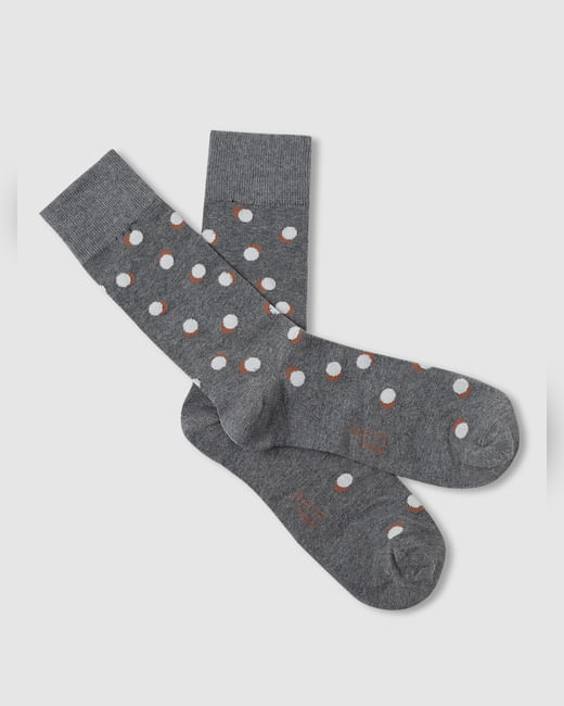 Grey Polka Dot Mid Length Socks