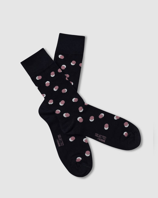 Black Polka Dot Mid Length Socks