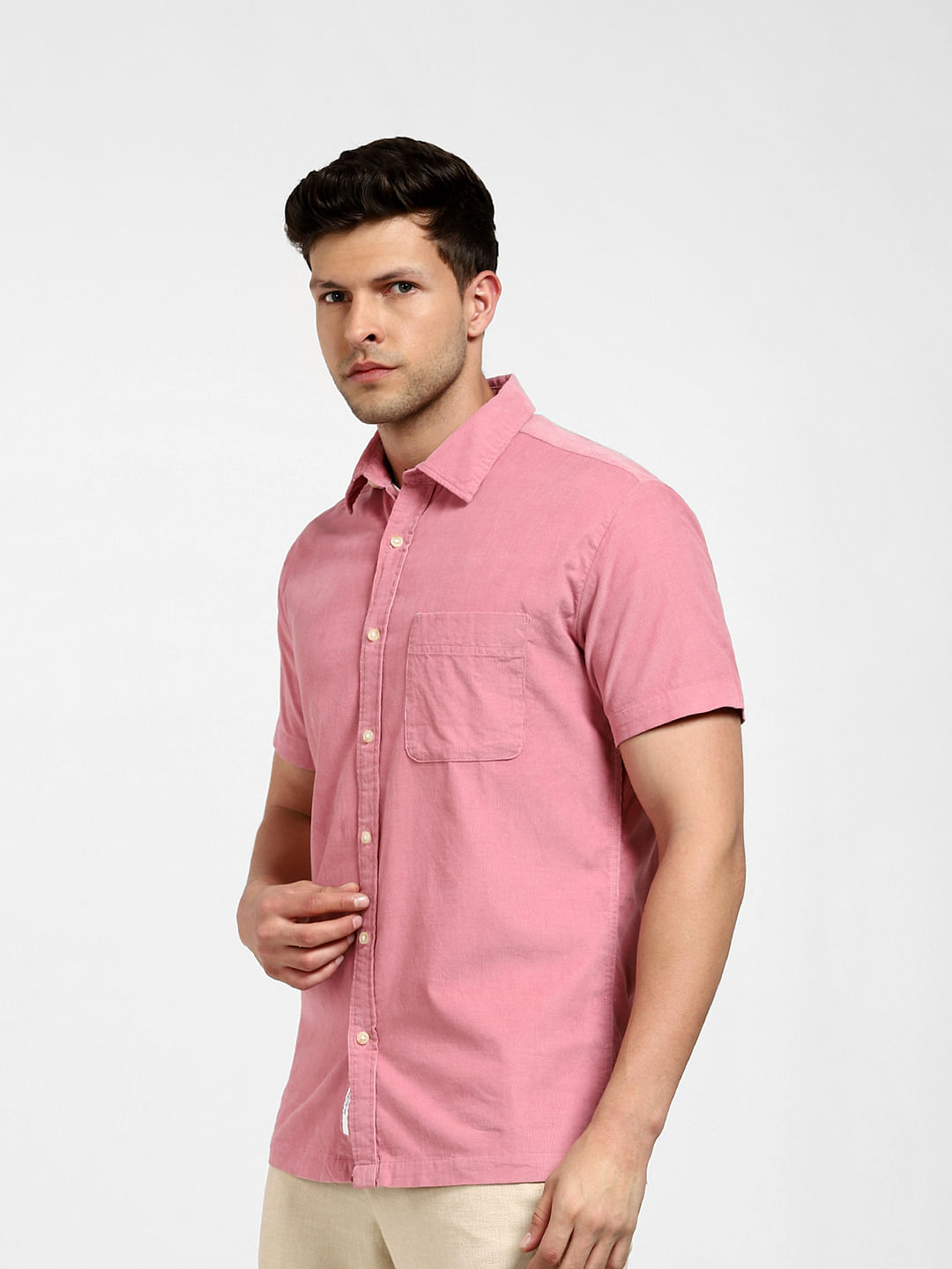 Mens short clearance sleeve pink shirts