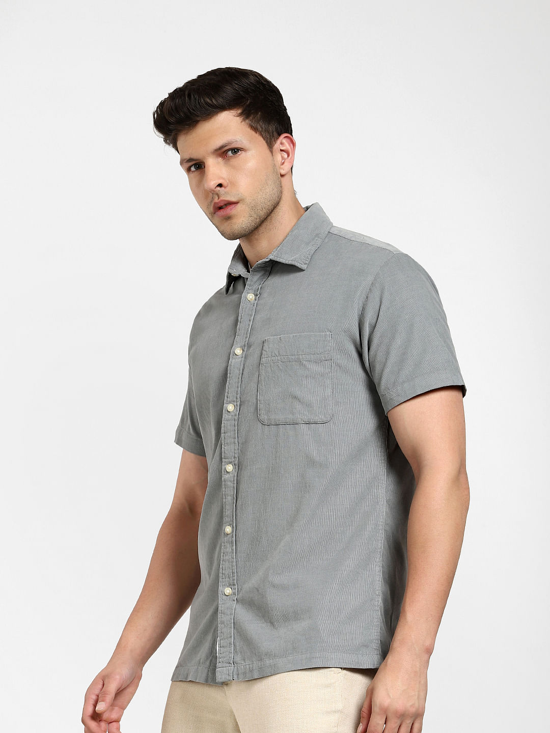 Mens gray short store sleeve dress shirts