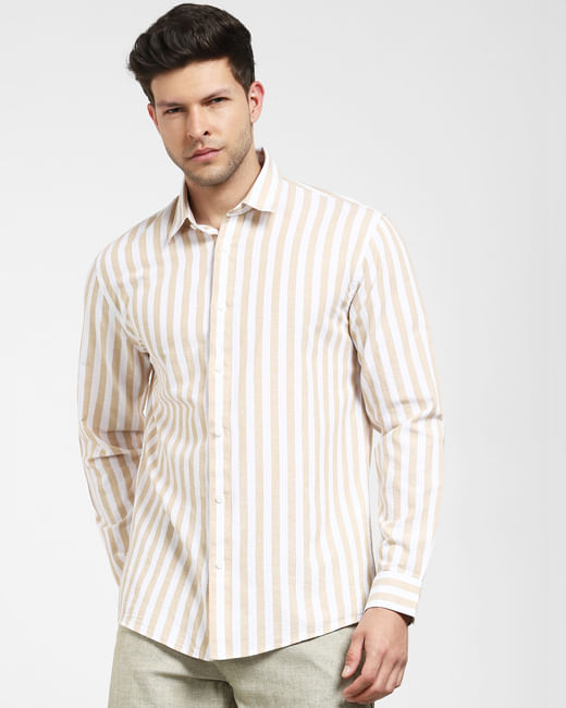 Brown Striped Full Sleeves Shirt