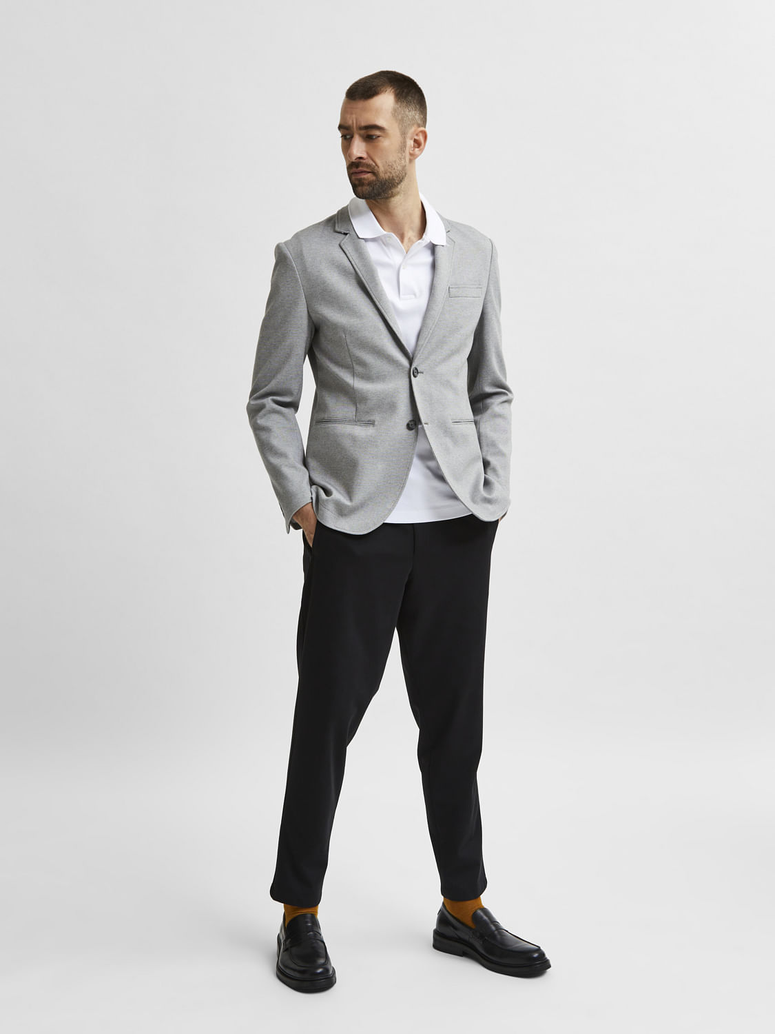 Grey slim fit blazer hot sale