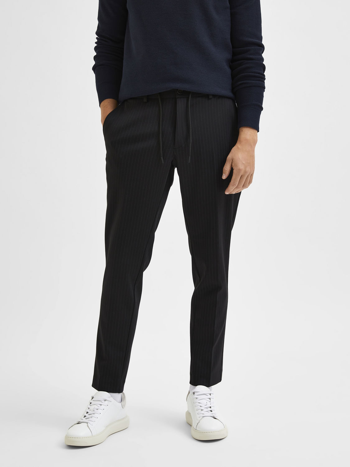 Buy TURTLE Black Mens Slim Fit Self Pattern Trousers | Shoppers Stop