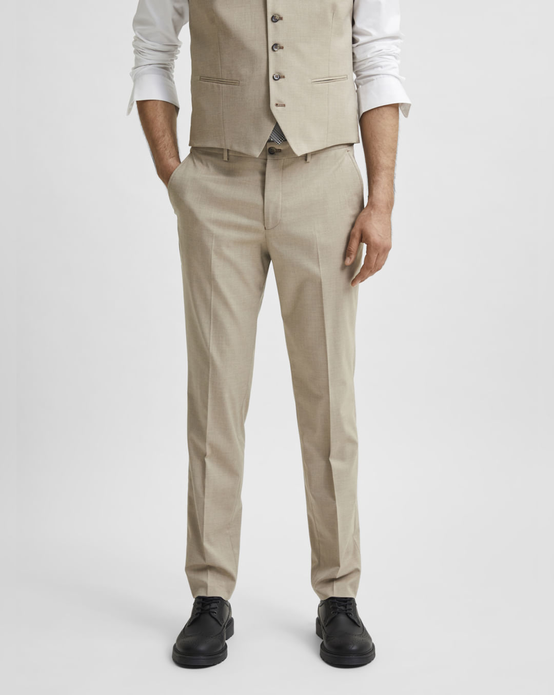 Buy Beige Slim Fit Trousers for Men Online at SELECTED HOMME