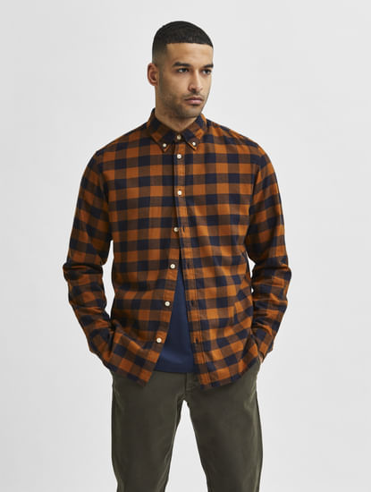 Brown Check Full Sleeves Shirt