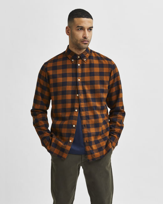 Brown Flannel Checked Full Sleeves Shirt