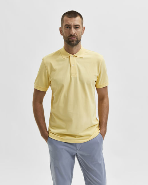 Yellow Organic Cotton Polo Neck T-shirt