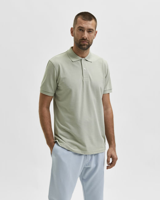 Grey Organic Cotton Polo Neck T-shirt