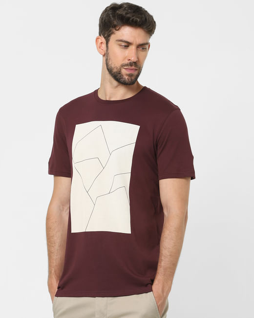 Maroon Graphic Print Crew Neck T-shirt