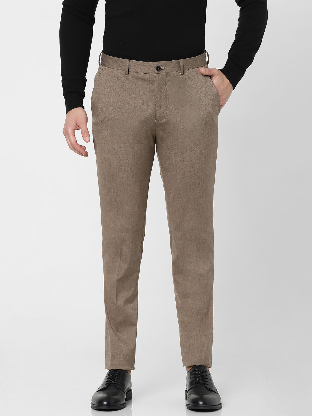 Buy Arrow Hudson Tailored Fit Solid Trousers - NNNOW.com