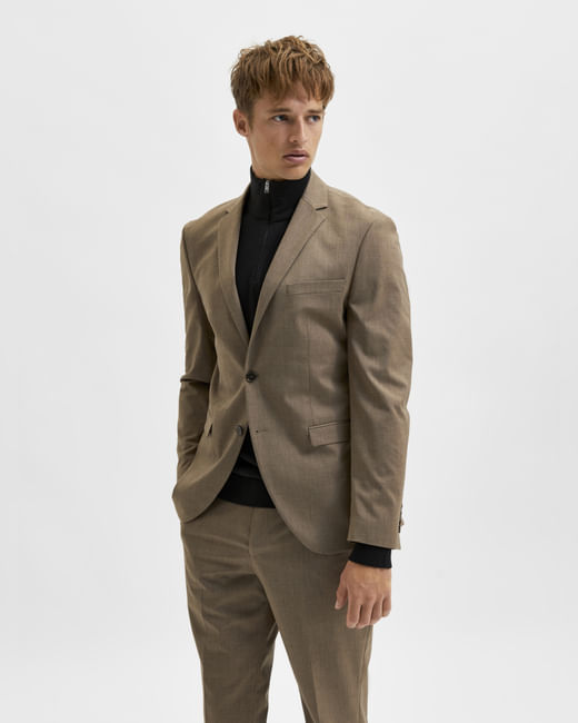 Greige Slim Fit Suit Blazer