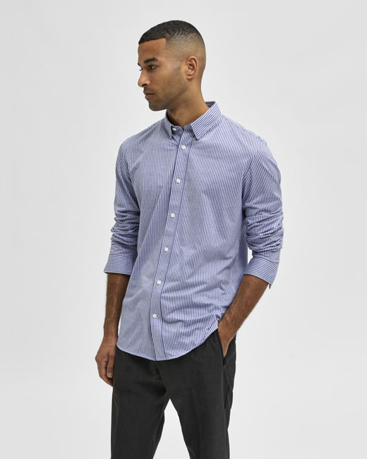Blue Striped Full Sleeves Shirt 