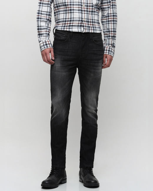 Grey Mid Rise Washed Slim Fit Jeans