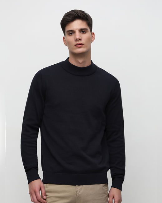 Navy Blue Knitted Pullover